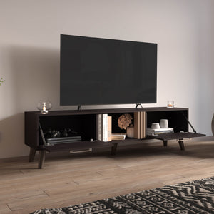 English Elm TV Engineered Wood Media Console with 3 Drawers & 3 Open Shelves, Durable Eco-Friendly Storage Solution Black+ khaki 75.2 L x 19.29 W x 3.94 H B097P262384