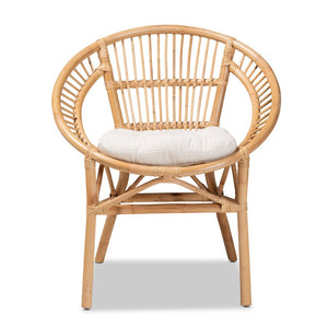 Baxton Studio bali Bali Adrina Modern Bohemian Rattan Dining Chair - Stylish Comfort with Sculptural Design & Cushion DC810-Rattan-DC