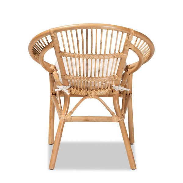 Baxton Studio bali Bali Adrina Modern Bohemian Rattan Dining Chair - Stylish Comfort with Sculptural Design & Cushion DC810-Rattan-DC
