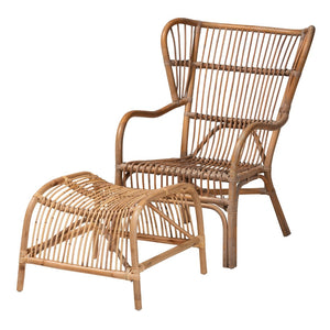 Baxton Studio Baxton Studio Lamaria Handcrafted Rattan Chair & Footstool Set - Modern Bohémien Comfort & Style DC9099-Rattan-2PC Set