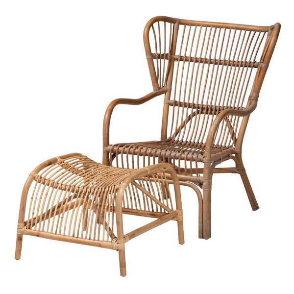 Baxton Studio Baxton Studio Lamaria Handcrafted Rattan Chair & Footstool Set - Modern Bohémien Comfort & Style DC9099-Rattan-2PC Set