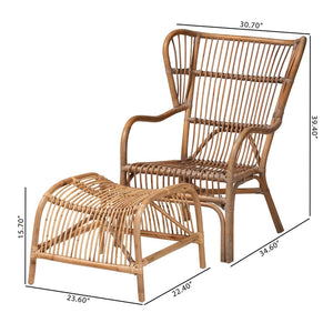 Baxton Studio Baxton Studio Lamaria Handcrafted Rattan Chair & Footstool Set - Modern Bohémien Comfort & Style DC9099-Rattan-2PC Set