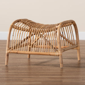 Baxton Studio bali Lamaria Modern Bohemian Natural Rattan Footstool - Handcrafted Artisan Accent for Any Space DC9099-Rattan-Footstool