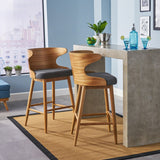 Christopher Knight Home® - Noble House - Kamryn Mid-Century Modern Upholstered Barstools (Set of 2)