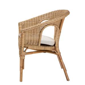 Baxton Studio bali Abbey Bohemian Natural Rattan Dining Chair - Handcrafted Comfort with Plush Cushion & Unique Style 12717-Rattan-DC