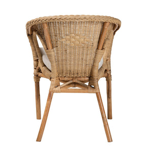 Baxton Studio bali Abbey Bohemian Natural Rattan Dining Chair - Handcrafted Comfort with Plush Cushion & Unique Style 12717-Rattan-DC