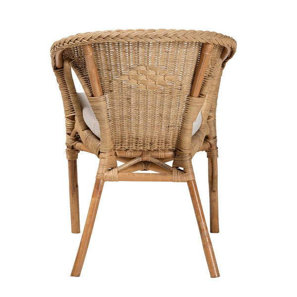 Baxton Studio bali Abbey Bohemian Natural Rattan Dining Chair - Handcrafted Comfort with Plush Cushion & Unique Style 12717-Rattan-DC
