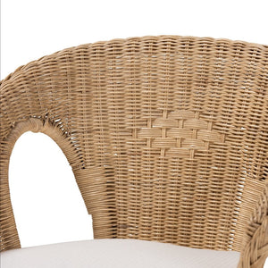 Baxton Studio bali Abbey Bohemian Natural Rattan Dining Chair - Handcrafted Comfort with Plush Cushion & Unique Style 12717-Rattan-DC