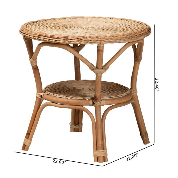 Baxton Studio bali Abbey Natural Rattan Coffee Table - Handcrafted Bohemian Style with Antique Brown Finish & Shelf 12718-Rattan-CT