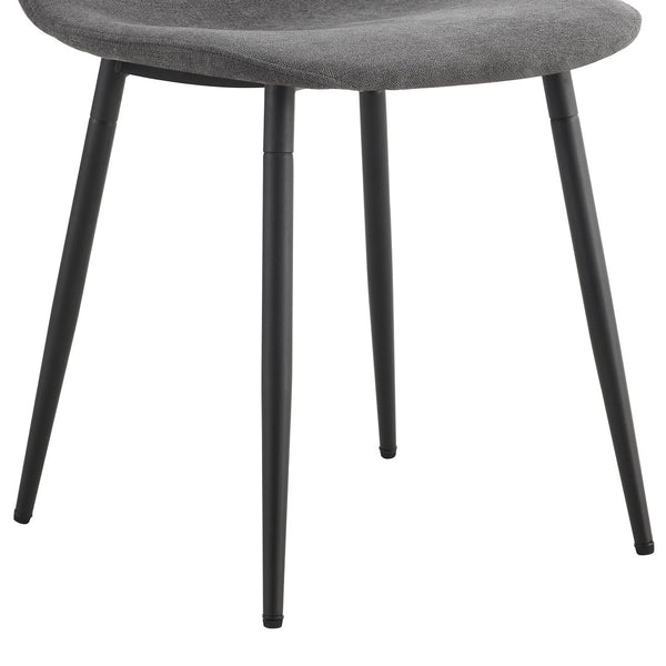 English Elm Table and Chair Set 7 Piece Marble Pattern Mdf Top with Linen Dining Seats Black,Dark Gray W1151S03917