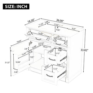 English Elm 36 Inch Bathroom Vanity With Sink – Modern Design, Soft-Close Drawers & Adjustable Storage Shelf, White Finish N725P336549K