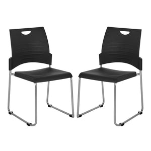OSP Home Furnishings Sled Base Stackable Polyurethane Chair for Offices Lobbies and Classrooms Black STC8302C2-3