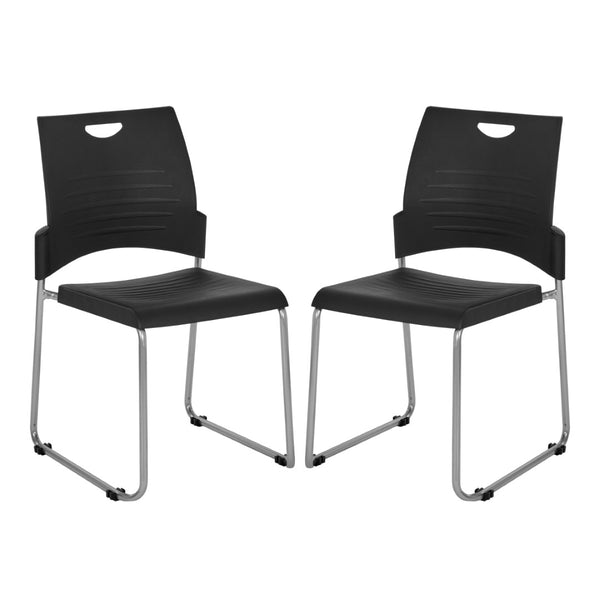 OSP Home Furnishings Sled Base Stackable Polyurethane Chair for Offices Lobbies and Classrooms Black STC8302C2-3