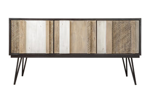 Lh Imports Metro Noir Havana Sideboard - Stylish Acacia & Iron Design With 3 Cabinets For Ideal Storage Solutions Brown,White,Black Solid Acacia,Iron,Mdf,Acacia Veneer Nha003b