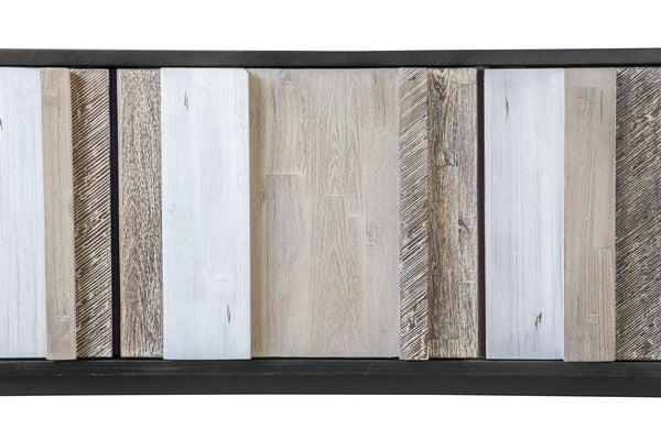 Lh Imports Metro Noir Havana Sideboard - Stylish Acacia & Iron Design With 3 Cabinets For Ideal Storage Solutions Brown,White,Black Solid Acacia,Iron,Mdf,Acacia Veneer Nha003b