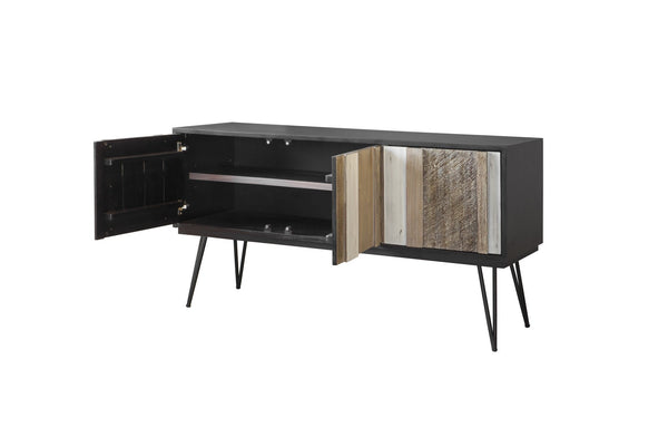 Lh Imports Metro Noir Havana Sideboard - Stylish Acacia & Iron Design With 3 Cabinets For Ideal Storage Solutions Brown,White,Black Solid Acacia,Iron,Mdf,Acacia Veneer Nha003b