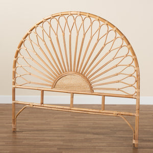 Baxton Studio bali Perenna Modern Bohemian Natural Rattan Headboard - Handcrafted, Stylish, and Effortlessly Chic Queen DC9045-Rattan-HB-Queen