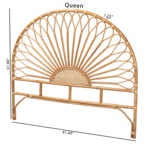 Baxton Studio bali Perenna Modern Bohemian Natural Rattan Headboard - Handcrafted, Stylish, and Effortlessly Chic Queen DC9045-Rattan-HB-Queen