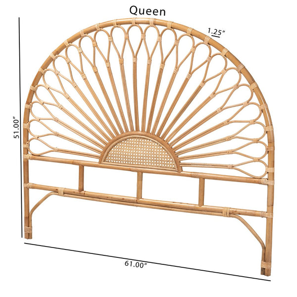 Baxton Studio bali Perenna Modern Bohemian Natural Rattan Headboard - Handcrafted, Stylish, and Effortlessly Chic Queen DC9045-Rattan-HB-Queen