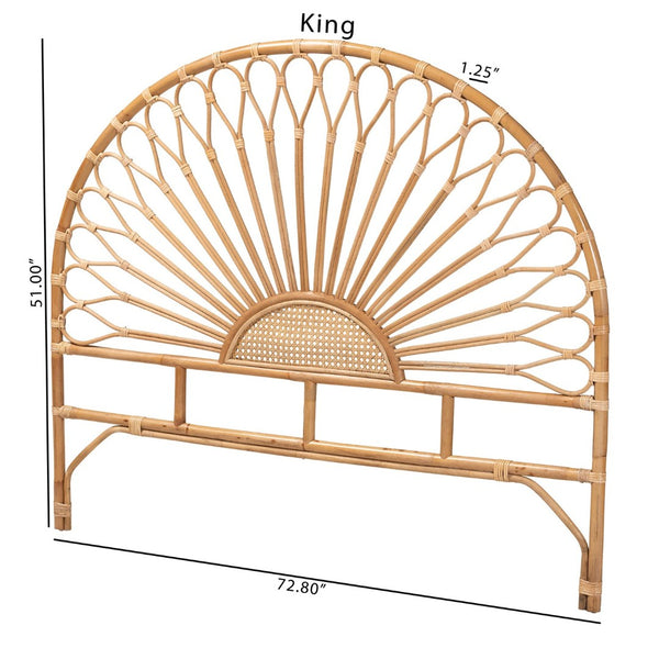 Baxton Studio bali Perenna Modern Bohemian Natural Rattan Headboard - Handcrafted, Stylish, and Effortlessly Chic Queen DC9045-Rattan-HB-Queen