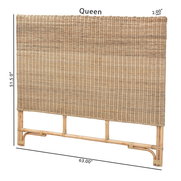 Baxton Studio bali Cantara Modern Bohemian Rattan Queen Headboard - Handcrafted, Lightweight & Eco-Friendly Design DC9048-Rattan-HB-Queen