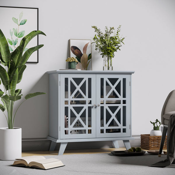 English Elm Homcom French-Inspired Sideboard Buffet Cabinet With Double Fretwork Doors For Elegant Storage Solutions W2225P217725
