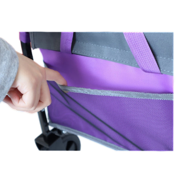 English Elm All-in-one Folding Camping Wagon with Bench Seating Storage and Pet Tether Outdoor Purple W2932P312714