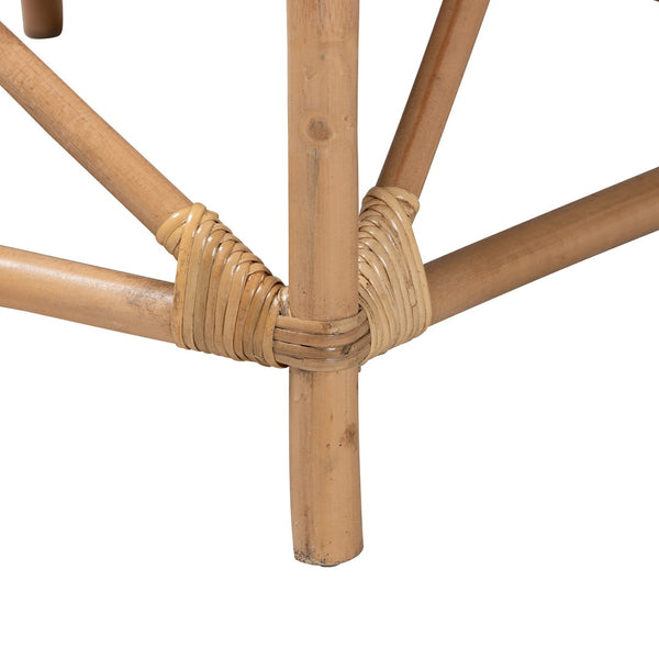 Baxton Studio bali Patsy Modern Bohemian Armchair - Handcrafted Rattan Frame with Plush White Cushions for Comfort DC8038-Rattan-CC