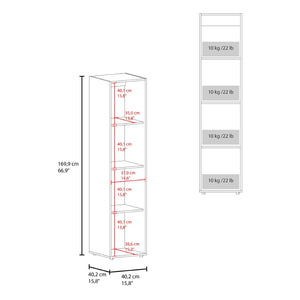 English Elm White Slim Particleboard Storage Cabinet with Four Shelves for Small Bedroom or Hallway B062P483766