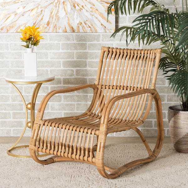 Baxton Studio bali Blanca Handcrafted Rattan Accent Chair - Modern Bohemian Design for Cozy Living Spaces DC1003-Rattan-CC