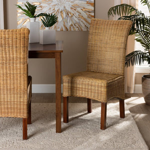 Baxton Studio bali Shamara Modern Bohemian Dining Chair - Handcrafted Rattan & Mahogany for Stylish Comfort DC9001-Rattan-DC