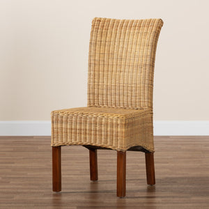 Baxton Studio bali Shamara Modern Bohemian Dining Chair - Handcrafted Rattan & Mahogany for Stylish Comfort DC9001-Rattan-DC