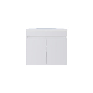 English Elm Chaux Floating Wide Double-Door Vanity 23.2" with Glossy Resin Sink & Two Shelves, Space-Saving White B070P337122