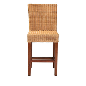 Baxton Studio bali Racquel Modern Bohemian Rattan & Mahogany Counter Stool - Stylish, Ergonomic, Fully Assembled! DC9002-Rattan-CS