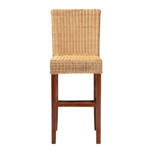 Baxton Studio bali Racquel Modern Bohemian Bar Stool – Handcrafted Rattan & Mahogany for Stylish Comfort & Durability DC9003-Rattan-BS