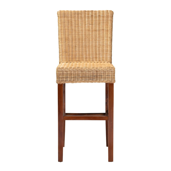 Baxton Studio bali Racquel Modern Bohemian Bar Stool – Handcrafted Rattan & Mahogany for Stylish Comfort & Durability DC9003-Rattan-BS
