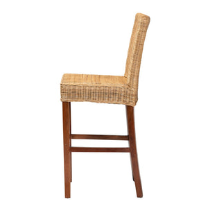 Baxton Studio bali Racquel Modern Bohemian Bar Stool – Handcrafted Rattan & Mahogany for Stylish Comfort & Durability DC9003-Rattan-BS