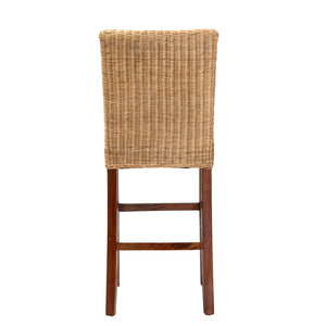 Baxton Studio bali Racquel Modern Bohemian Bar Stool – Handcrafted Rattan & Mahogany for Stylish Comfort & Durability DC9003-Rattan-BS