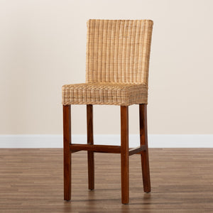 Baxton Studio bali Racquel Modern Bohemian Bar Stool – Handcrafted Rattan & Mahogany for Stylish Comfort & Durability DC9003-Rattan-BS
