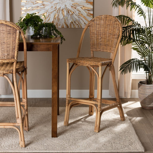 Baxton Studio bali Neola Modern Bohemian Rattan Bar Stool – Handcrafted Comfort for Coastal & Casual Spaces 12736-Rattan-BS