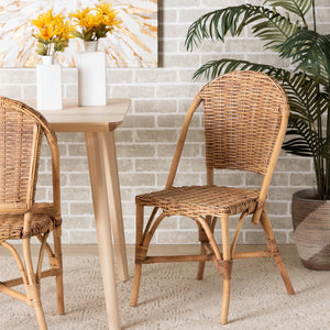 Baxton Studio bali Bali Neola Modern Bohemian Rattan Dining Chairs - Handcrafted, Stackable, Eco-Friendly Elegance Set of 2 12737-Rattan-DC