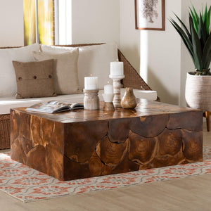 Bali & Pari Eldora Solid Teak Root Coffee Table Handcrafted Organic Live Edge