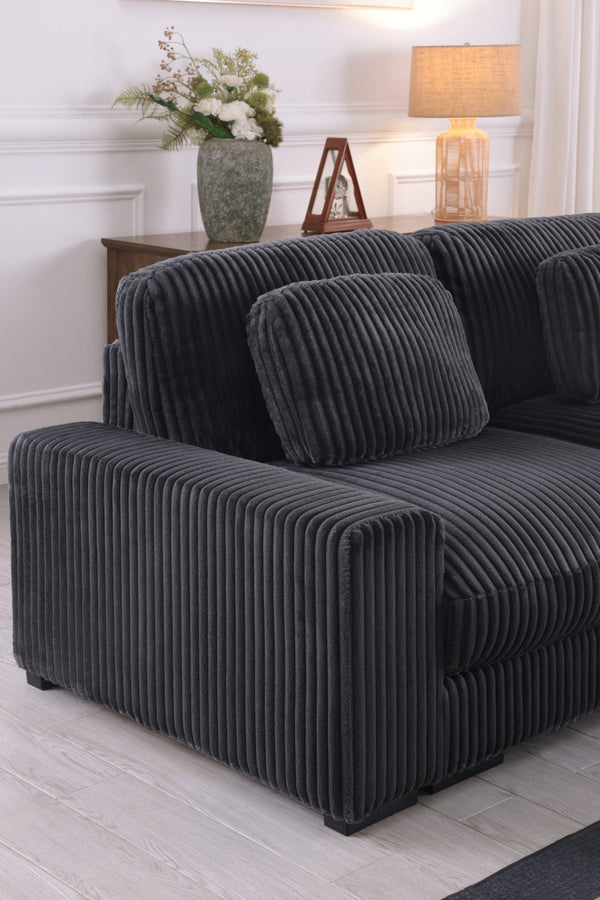 English Elm Sloane Charcoal Corduroy Reversible L-Shape Modular Sectional Sofa For Stylish Living Spaces B061S00923-GIGA