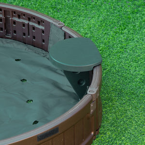 English Elm Outsunny Round Kids Sandbox with Cover Four Seats Hdpe Backyard Play Area W2225P200385