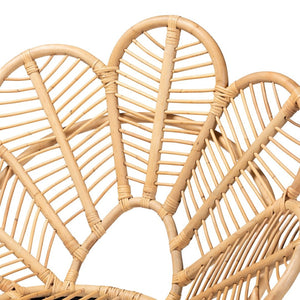 Baxton Studio bali Garan Modern Bohemian Rattan Accent Chair with Black Metal Legs – Stylish & Durable Design Leaf-Rattan-CC