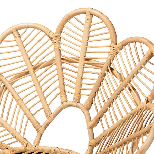 Baxton Studio bali Garan Modern Bohemian Rattan Accent Chair with Black Metal Legs – Stylish & Durable Design Leaf-Rattan-CC