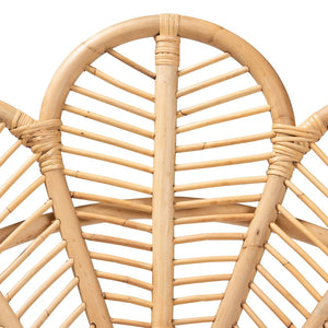 Baxton Studio bali Garan Modern Bohemian Rattan Accent Chair with Black Metal Legs – Stylish & Durable Design Leaf-Rattan-CC