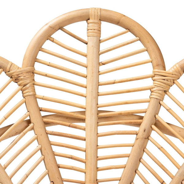 Baxton Studio bali Garan Modern Bohemian Rattan Accent Chair with Black Metal Legs – Stylish & Durable Design Leaf-Rattan-CC