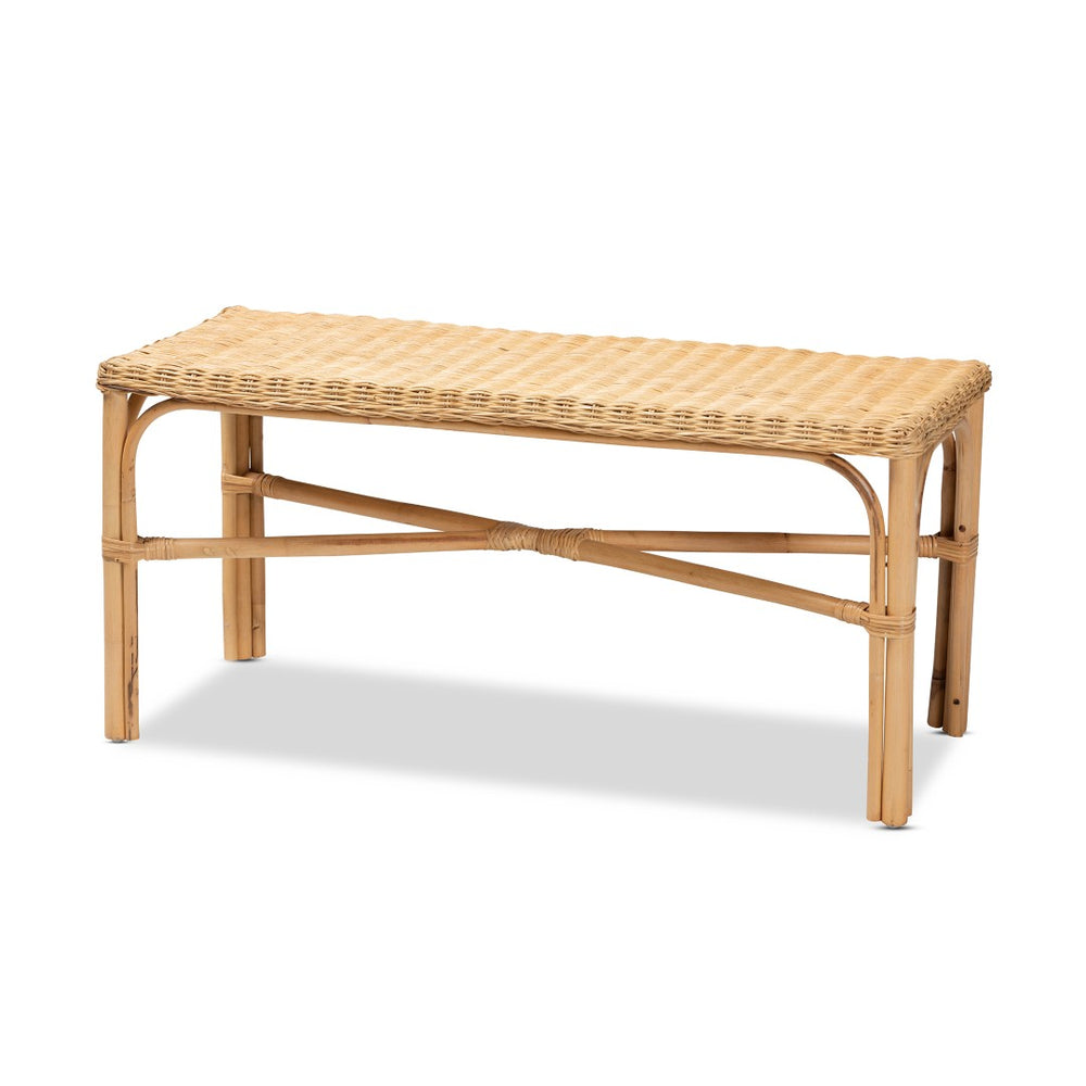Baxton Studio bali Modern Bohemian Rattan Accent Bench - Handcrafted Natural Brown Seating for Any Space Cacaban-Rattan-Bench