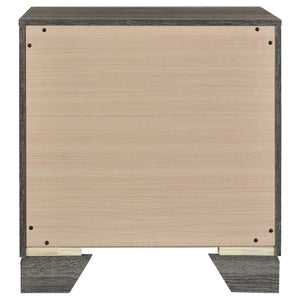 English Elm Funston Brown Oak Nightstand with 2 Drawers, Tapered Legs & Metal Bar Handles for Organized Style B062P375571